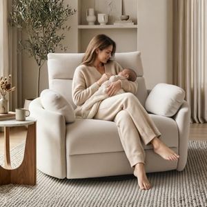 FLEXISPOT Mochi-Plus 54" Swivel Rocker Power Recliner, 450 lbs, Beige