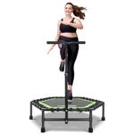 ONETWOFIT 45" Rebounder Trampoline for Adults, Silent Mini Trampoline Indoor Exercise Fitness Trampoline Bungee Rebounder Workout (Green, 45in)
