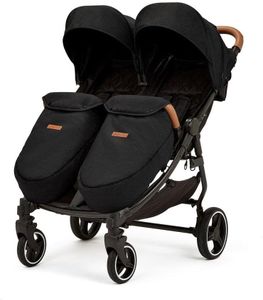 Ickle Bubba Venus Prime Double Stroller – Twin Pushchair, Black, Newborn Cocoon, Rain Cover, UPF 50+ Hoods