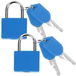 Luggage Locks, Suitcase Locks Padlocks with Keys Mini Keyed Padlocks Travel Lock Small Padlocks for Suitcases Luggage Gym Locker Bag Rucksack Cabinets School (2pcs) (Blue)