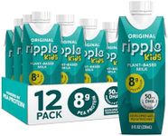 Ripple Non-Dairy Milk | 8g Pea Protein | Shelf Stable Single Serve Cartons | On-The-Go | Non-GMO, Plant Based, Gluten Free (8 Fl Oz (Pack of 12), Kids)