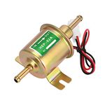 BESULEN Electric Fuel Pump, 12v Heavy Duty Low Pressure Fuel Transfer Pump, Universal Inline Gas Diesel Fuel Pump for Lawn Mower Carburetor Gas Diesel Engine, Car Tuning Accessories (Golden)