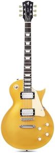 Fesley LP Electric Guitar with Arched Top:39" Solid Body Electric Guitars with Mahogany Body and Rosewood Fretboard,Electric Guitar with Humbucker Pickups, Guitarra Eléctrica with Alice String,Gold
