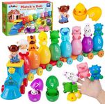 ESPRAY Toddler Learning Toys for 1 2 3 Years Old, Count Matching & Sorting Montessori Farm Train Set with 8 Farm Animals & 1 Farmer Finger Puppets, Christmas Easter Birthday Gift for Baby Boys Girls