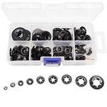 260pcs[9 Sizes] Black Starlock Internal Tooth Lock Washers Assortment Kit, M2/ M2.5/ M3/ M4/ M5/ M6/ M8/ M10/ M12