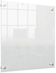 Nobo Small Glass Whiteboard Panel, Dry Erase Surface, Frameless, Corner Wall Mounting, Home/Office, 300 x 600 mm, Includes Marker Pen, White, 1915603