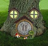 ALLADINBOX Miniature Fairy Gnome Home Pine Cone Design Window and Door for Tree Hugger Decoration, Glow in Dark Fairies Sleeping Noctilucence Yard Art Garden Sculpture, Lawn Ornament Halloween Décor