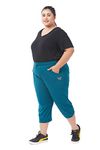 CUPID Regular Fit Plain Cotton Half Pant, 3/4th Sports n Casual Night Short Pant, Knee Length Indoor n Outdoor Capris for Girls - XX-Large, Teal Blue