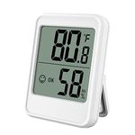 TEMINO Digital Thermometer Hygrometer, Indoor Room Thermometer with Temperature Humidity Gauge, Mini Size, White, Part Number TEMINO01-W, High Accuracy, Quick Refresh, Wall Mount & Tabletop