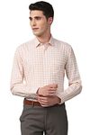 Peter England Men's Checkered Slim Fit Shirt (PESFOSLP736656_Peach 40)