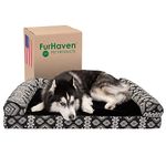 Furhaven Pet Dog Bed | Memory Foam Plush Kilim Southwest Home Decor Traditional Sofa-Style Living Room Couch Pet Bed w/Removable Cover for Dogs & Cats, Black Medallion, Jumbo