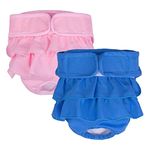 KUTKUT 2 Pcs Dog Female Diapers, Ultra Absorbent Reusable Doggie Diapers, WashableDiapers for Dog Period Panties Dress for Dogs in Heat, Period or Excitable Urination (2XL: Waist: 69cm - 82cm)