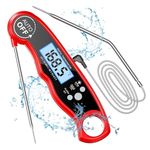 Meat Thermometer Instant Read, TEUMI Digital Food Thermometer with Dual Prode [1 Wire Prode] & Alarm, Kitchen Cooking Thermometer for Oven BBQ Grill Smoker Candy, Wine Thermometers