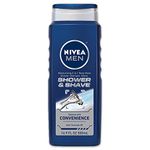 NIVEA Men Shower & Shave 3-in-1 Body Wash - Shower, Shampoo and Shave With Moisture - 16.9 fl. oz Bottle (Pack of 3)