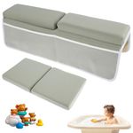 2Pcs Baby Bath Kneeler and Elbow Rest Pad Set Anti-Slip Bath Tub Elbow Pad with 4 Organizer Pockets, Comfortable Foam Bath Kneeling Pad, Washable Baby Bath Cushion for Toddler Kids