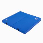 We Sell Mats 4 Inch thick Bifolding Gymnastics Crash Landing Mat Pad, Safety for Tumbling, Back Handspring Training and Cheerleading, 4 ft x 4 ft, Blue