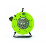 STATUS 4 Socket Cable Reel | 20m Green Extension Lead | 13A with Thermal Cut Out | Heavy Duty Outdoor Extension Lead | S20M13ACR2