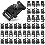 Jexine 50 Pcs Compass Buckle Clips Plastic Paracord Buckles Bracelets Accessories for Camping Travel Emergency Survival (Black)