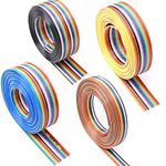 Glarks 10ft / 3m 10/14/16/20 Wire Rainbow Color Flat Ribbon IDC Wire Cable Kit for 2.54mm Connectors