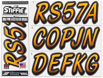 STIFFIE Whipline Orange Crush/Black Super Sticky 3" Alpha Numeric Registration Identification Numbers Stickers Decals for Sea-Doo Spark, Inflatable Boats, Ribs, Hypalon/PVC, PWC and Boats.