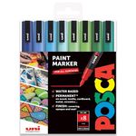 Posca PC-3M Paint Marker Art Pens - 0.9-1.3mm - Blue Green Tones Set of 8 Pens in Gift Box