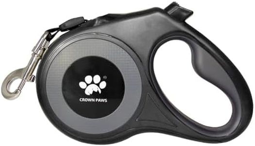 CROWN PAWS 16 ft Retractable Dog Leash for Extra Large Dogs up to 130 lbs,Tangle-Free Nylon Tape,Black Dan24 XL