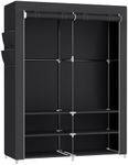 SONGMICS Clothes Wardrobe, Portable Closet, 45 x 127 x 176 cm, 2 Hanging Rails, Shelves, and 4 Side Pockets, Large Capacity for Bedroom, Living Room, Black RYG008B02