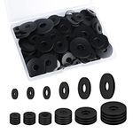 120pcs Flat Rubber Washers, 30/25/20/16/12/10mm Rubber Washers Heavy Duty Black Rubber Grommet Vibration Damping Pads for Household Appliances Faucets Screws Bolts