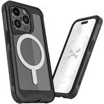 Ghostek Atomic Slim iPhone 15 Pro Case, Compatible with MagSafe Accessories, Aluminum Metal Bumper, Shockproof Drop Protection (6.1 Inch, Black)