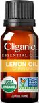 Cliganic USDA Organic Lemon Essential Oil (1oz) - 100% Pure & Natural | Undiluted, for Aromatherapy, Household Cleaning | Non-GMO Verified