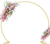 Putros 8FT Gold Round Backdrop Stand Metal Circle Balloon Arch Frame Wedding Arch for Ceremony Birthday Party Anniversary Bridal Graduation Decoration