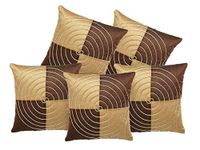 Decor Studioz Maze Designed Chocolate Synthetic Cushion Cover With Zipper,16 x 20 Inch(Set Of 5)