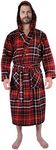 Andrew Scott Men's Warm Robe / 100% Cotton Flannel Brush Warm Hooded Long Bathrobe, Red/Black Plaid, Small-Medium