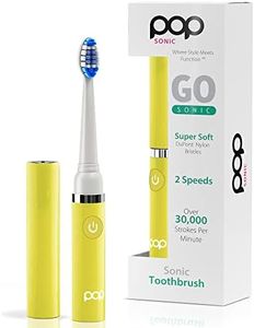 Pop Sonic Electric Toothbrush (Yellow) - Travel Toothbrushes w/AAA Battery | Kids Electric Toothbrushes with 2 Speed & 15,000-30,000 Strokes/Minute, Dupont Nylon Bristles