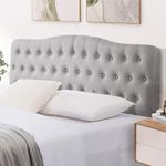 Iroomy Upholstered Queen Headboard, Button Diamond Tufted Headboard with Adjustable Height and Solid Wood Leg, Linen Fabric Padded Headboards for Queen Size Bed, Mordern Head Board, Grey