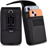 ykooe Dual Phone Holster, Men 2 Mobile Phone Pouch with Belt Clip for Multi-Purpose, XL/Black