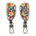 kwmobile Key Cover Compatible with VW Golf 8 3 Button Car Key - Faux Leather - Vintage Flowers Orange/Red/White