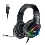 DR1TECH GrayEagle Professional Gaming LED RGB Headphones for PC with USB Cable and Microphone - 7.1 Surround Sound New Gen - 50 mm Over Ear Headphones Driver (FULL IMMERSION) [Amazon Exclusive]