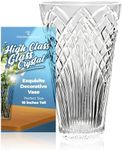 GAC Mouth-Blown Crystal Flower Vase - 10" Elegant Decorative Centerpiece for Table, Dining, Home Decor, & Weddings. Ideal for Floral Arrangements, Modern Crystal Design, Glass Vase for Living Room