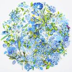 EAMOTOL Vintage Aesthetic Floral Journals Stickers - 100PCS PET Transparent Blue Flowers Plant Materials Scrapbooking Supplies for Daily Planner Bullet Album Postcard DIY Crafts Gift Envelope