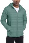 TACVASEN Mens Down Padded Jacket Lightweight Puffy Down Coat Insulated Winter Wear Clothing for Outdoor Travelling Hiking Grey Green,L