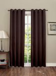 EASYHOME Thermal Insulated 100% Room Darkening Blackout Curtain | Door - 7 Feet | Set of 2 | Noise Reduction Solid Heavy Polyester Curtains| Bedroom Living Room Kids Room Parda | 310 GSM, Coffee Brown