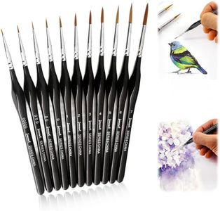 11 Pcs Miniature Detail Paint Brush Set with Natural Wood Handle,2024 New Miniature Paint Brushes,Mini Small Painting Brushes for Art, Crafts, Acrylic, Watercolor, Oil, Model, Face(Black)