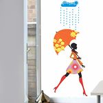 Decals Design 'Girl Walking Down The Rain' Wall Sticker (PVC Vinyl, 60 cm x 90 cm)