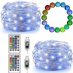 FANSIR LED String Lights, 2 Set 50 Led USB Powered Multi Color Changing String Lights with Remote, 4 Modes Twinkle Fairy Lights for Indoor Outdoor Garden Party Wedding Christmas Decor (16 Colors)