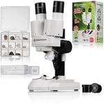 Bresser Junior Stereo 3D Microscope ICD-Pro with 20x and 50x Magnification for Children and Adults for Observing Stones, Coins, Insects and Much More, 20x / 50x