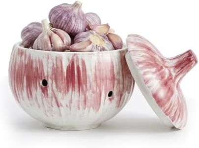 Garlic Keeper, Ceramic Garlic Keeper with Lid, Garlics Holder Countertop, Large Garlics Storage Container Jar for Counter, Gift for The Cooking Enthusiast, Garlic Lover, Housewarming, Mother's Day