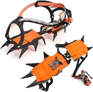 JIANLEI Ice Cleats - Crampons Spikes for Robust Traction, Unisex Ice Cleats for Shoes and Boots - Ideal for Mountaineering & Ice Climbing (Professional crampons, Adjustable)