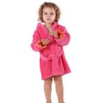 MICHLEY Girls Boys Robe Cotton Towel Animal Dinosaur Hooded Bathrobe (Rose 1-3T)