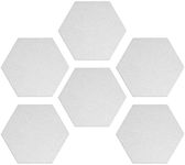 Navaris Hexagon Felt Board Tiles - Set of 6 Notice Memo Bulletin Boards with Push Pins Pack 5.9 x 7 inches (15 x 17.7 cm) - White